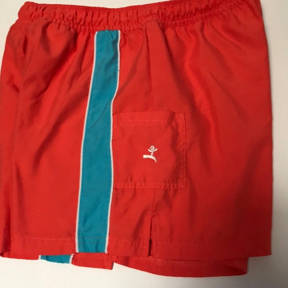 Kinesis lined orange and aqua running shorts - Picture 2 of 5